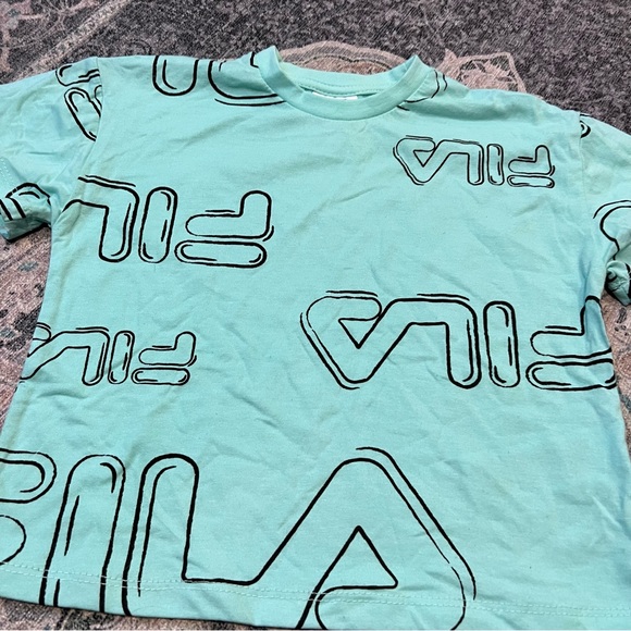 Turquoise Fila crop tee bubble letters - Picture 2 of 5